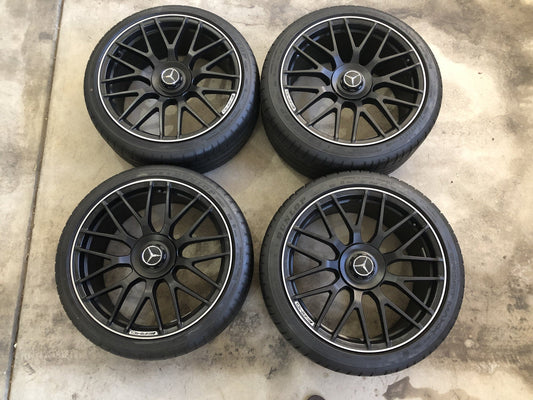 OEM 19” Mercedes-Benz C63 AMG Wheels & Tires – Matte Black